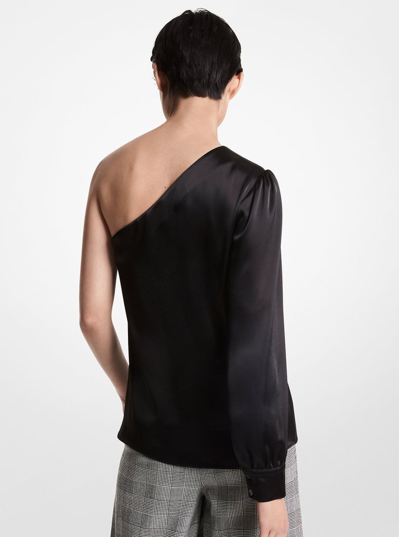 Hauts Michael Kors Satin One-Shoulder Top Femme Noir | 8452WETSG