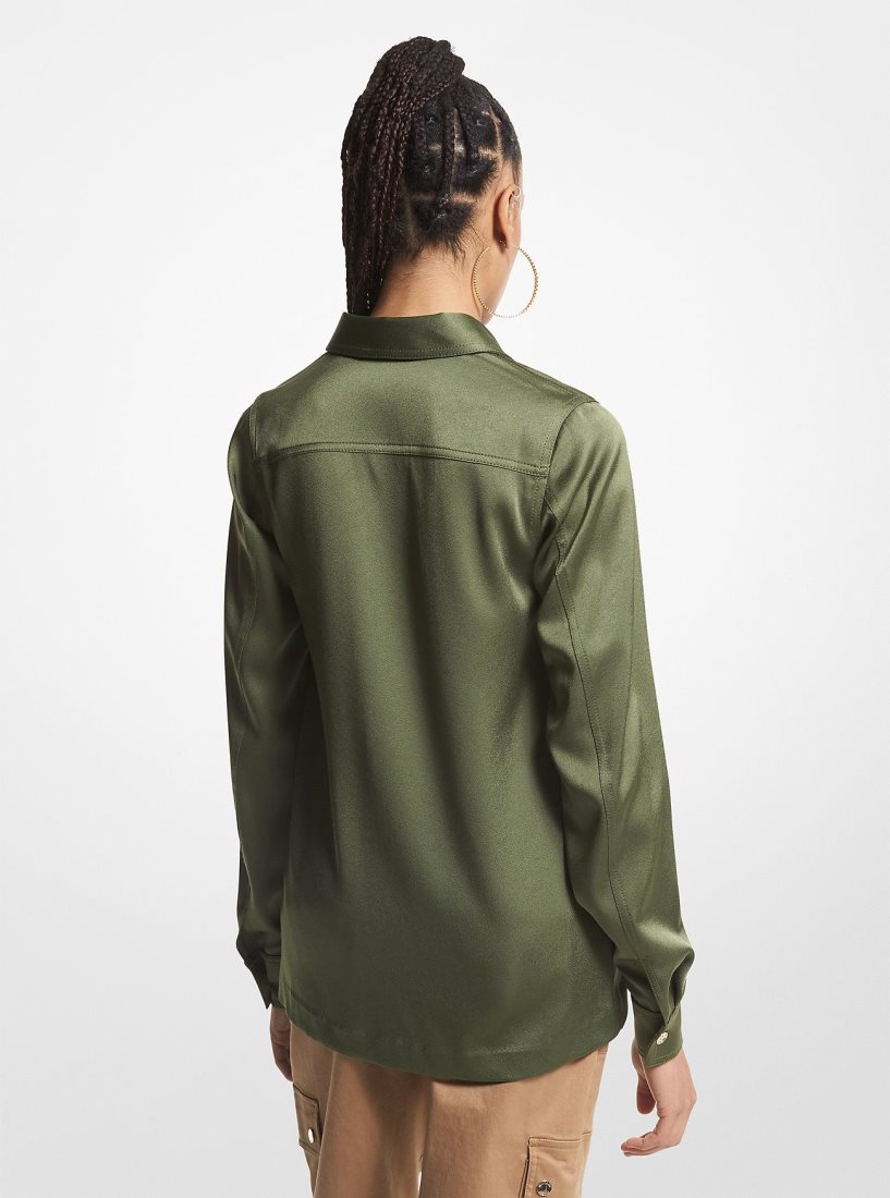 Hauts Michael Kors Satin Shirt Femme Jade | 6302OFNGH