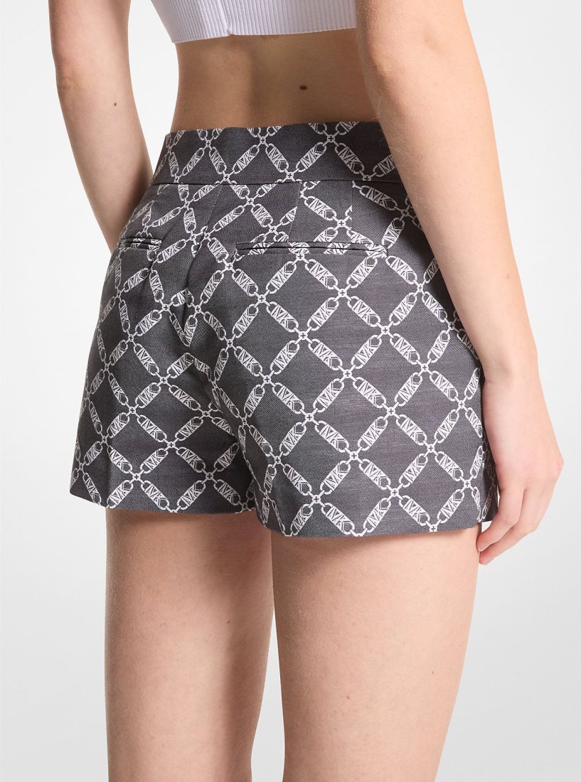 Jupes Michael Kors Empire Signature Logo Jacquard Shorts Femme Noir Blanche | 9675SHOKT