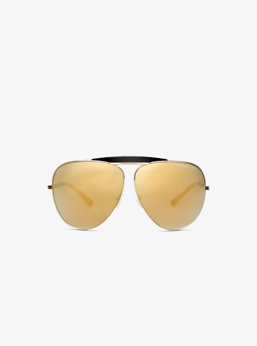 Lunette de Soleil Michael Kors Bleecker Sunglasses Femme Doré Noir | 8792QGIXV