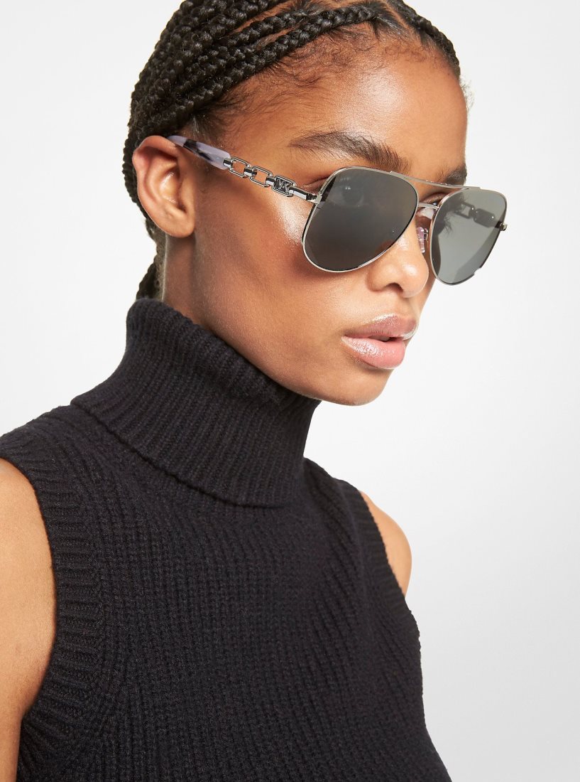 Lunette de Soleil Michael Kors Chianti Sunglasses Femme Argent | 2769IPFOR