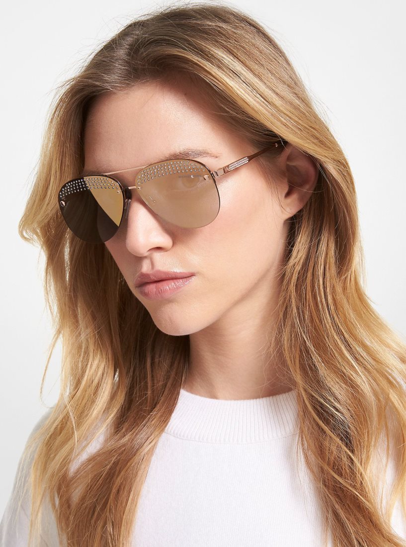 Lunette de Soleil Michael Kors East Side Sunglasses Femme Rose Doré | 7412BLCIK