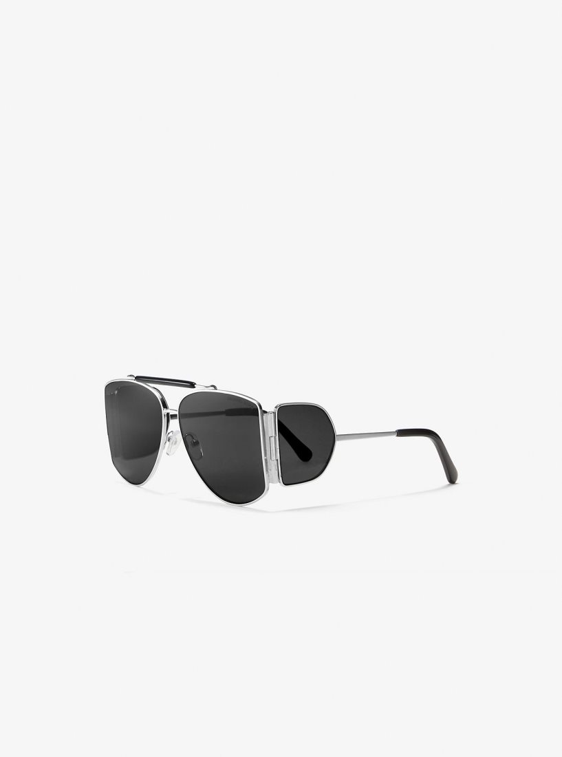 Lunette de Soleil Michael Kors Nash Sunglasses Femme Noir Argent | 5379LPCZU