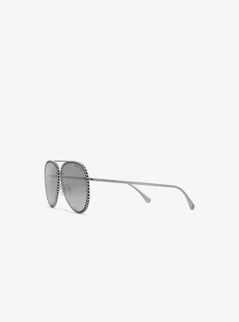 Lunette de Soleil Michael Kors Portofino Sunglasses Femme Argent | 9740KZGQW