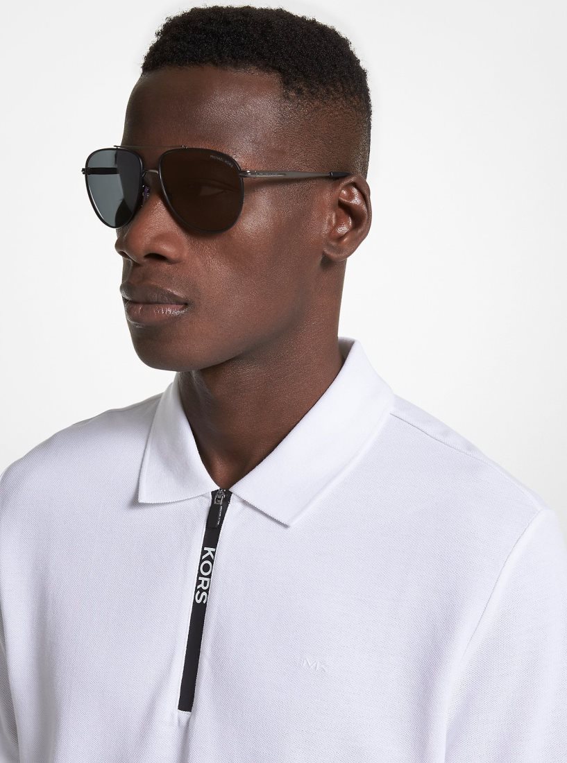 Lunette de Soleil Michael Kors Saxon Sunglasses Homme Noir | 2574NFCGW