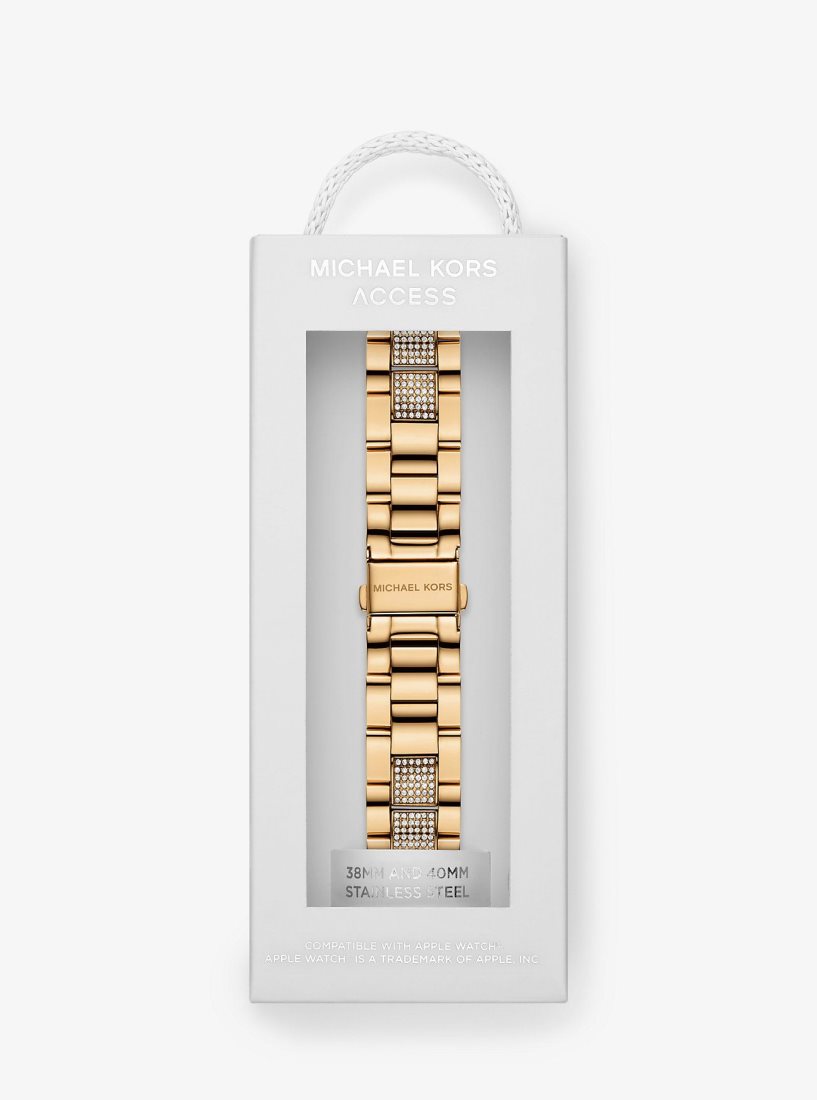 Montres Connectées Michael Kors Pave Gold-Tone Strap For Apple Watch Femme Doré | 8390OYFSE