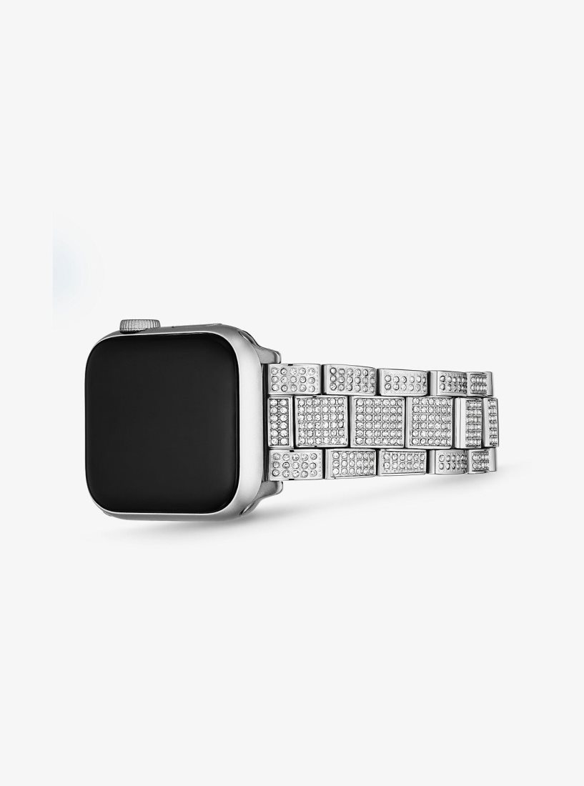 Montres Connectées Michael Kors Pave Silver-Tone Strap For Apple Watch Femme Argent | 0965YSRHL