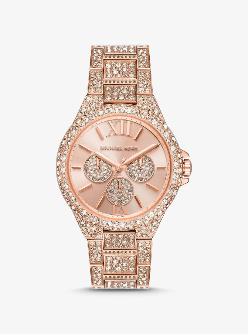Oversized Michael Kors Oversized Camille Pave Rose Gold-Tone Watch Femme Rose Doré | 6820WNQDY