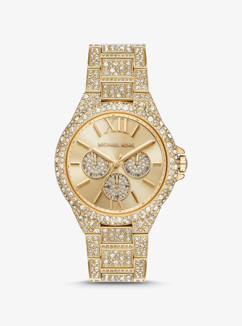 Oversized Michael Kors Oversized Camille Pave Gold-Tone Watch Femme Doré | 2617PCIOV
