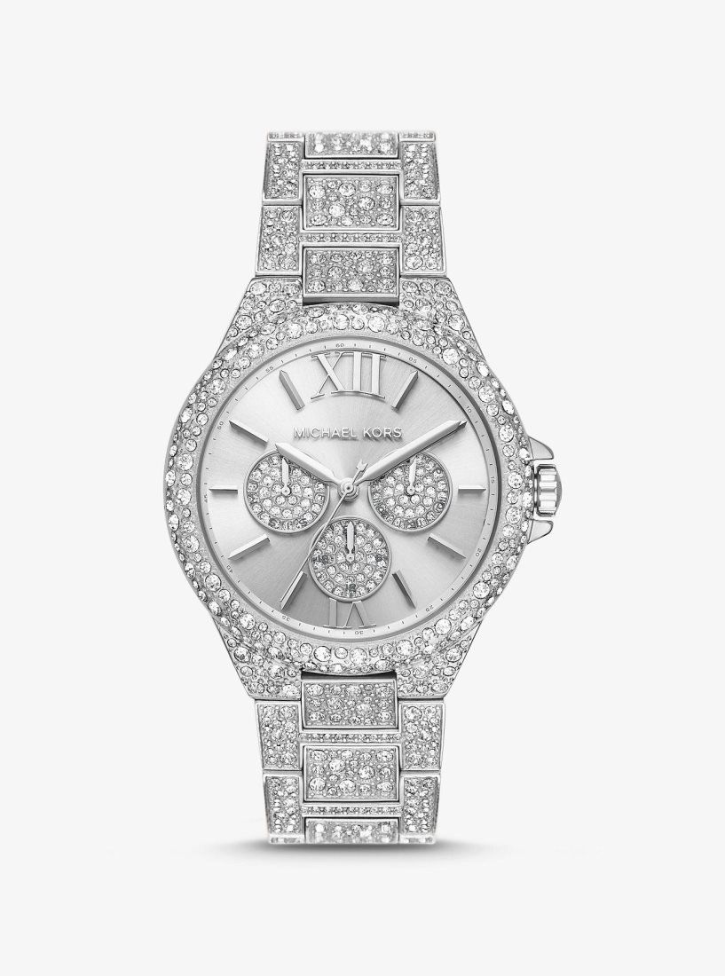 Oversized Michael Kors Oversized Camille Pave Silver-Tone Watch Femme Argent | 0438JHEAT