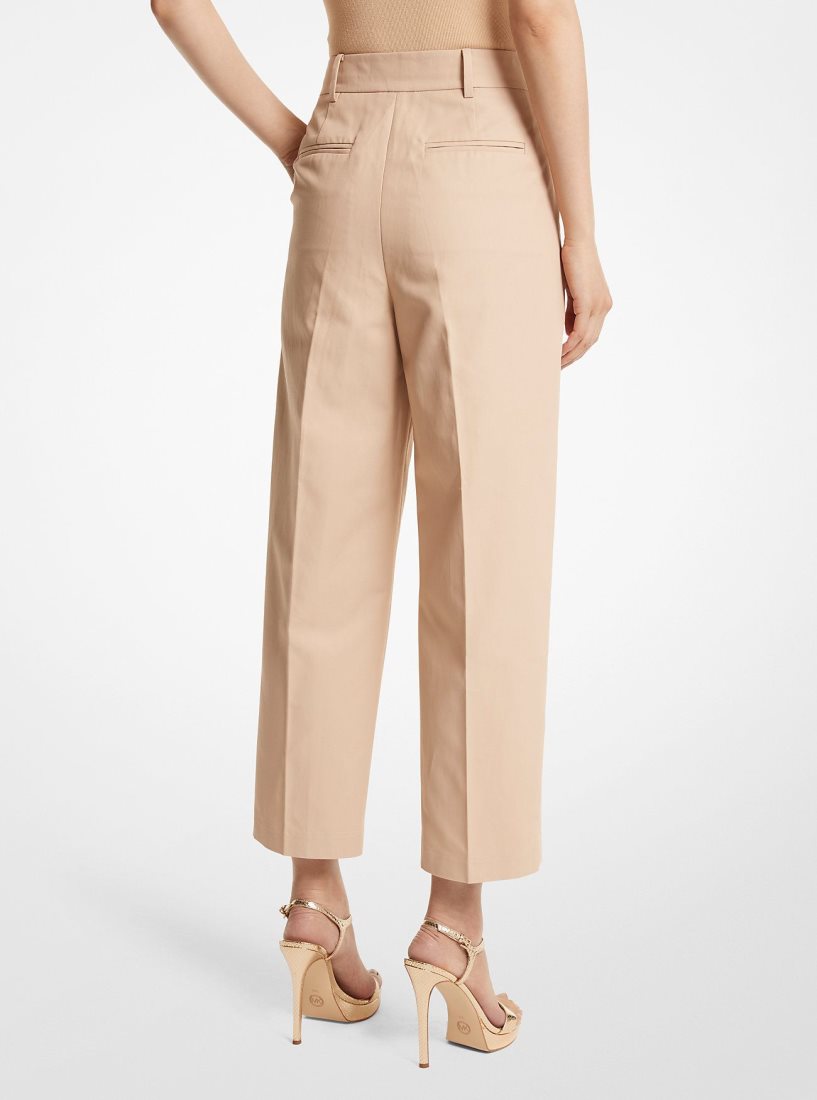Pantalon Michael Kors Cotton Blend Twill Cropped Pants Femme Buff | 4967PZEGF