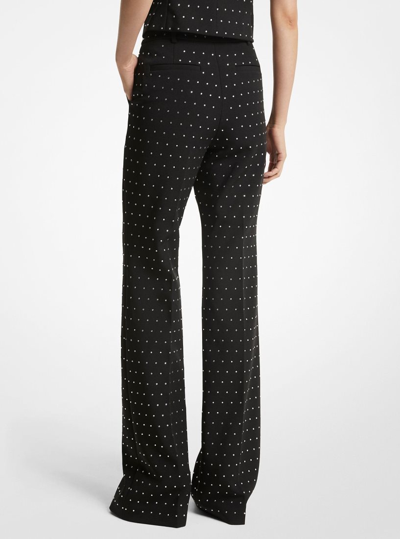 Pantalon Michael Kors Crystal Embellished Stretch Crepe Bootcut Pants Femme Noir | 7250RUFZM