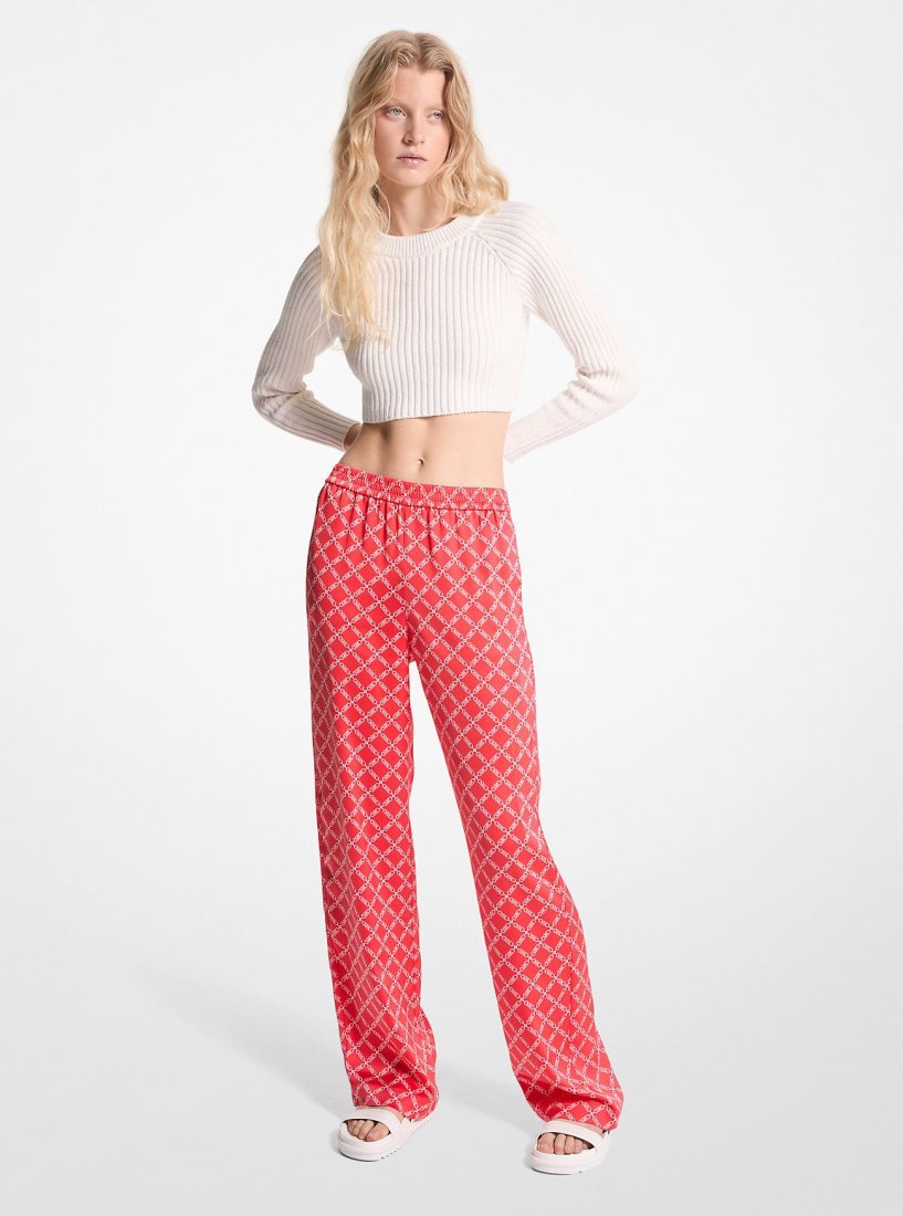 Pantalon Michael Kors Empire Logo Satin Pajama Pants Femme Corail | 1482UOHFX