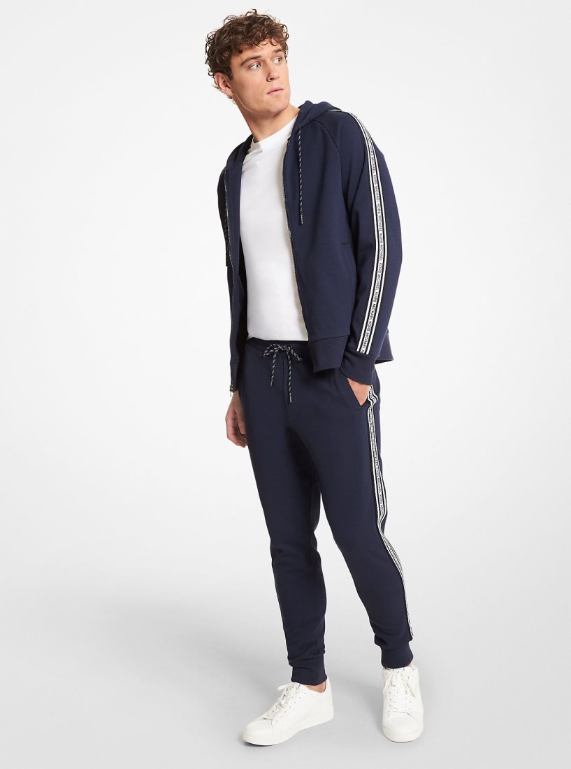 Pantalon Michael Kors Logo Tape Cotton Blend Jogger Homme Midnight | 4716UIPBG