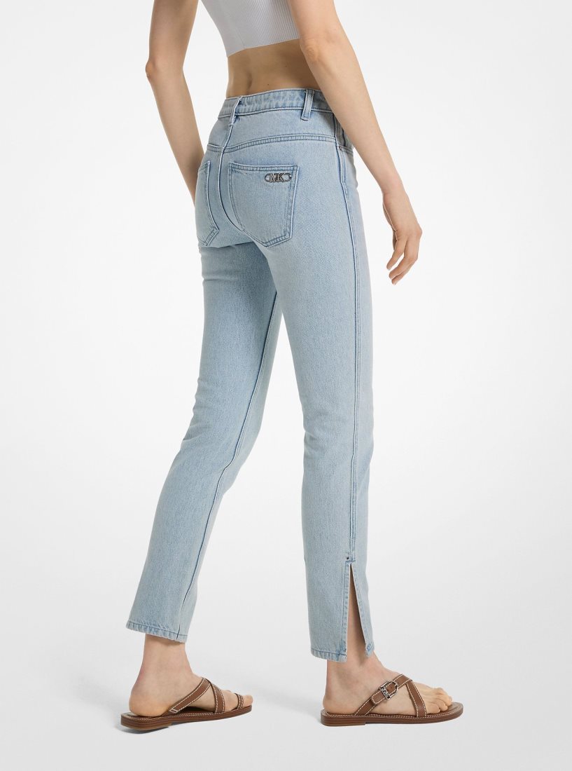 Pantalon Michael Kors Low-Rise Denim Split-Hem Jeans Femme Bleu Lavage | 2431QIBCR