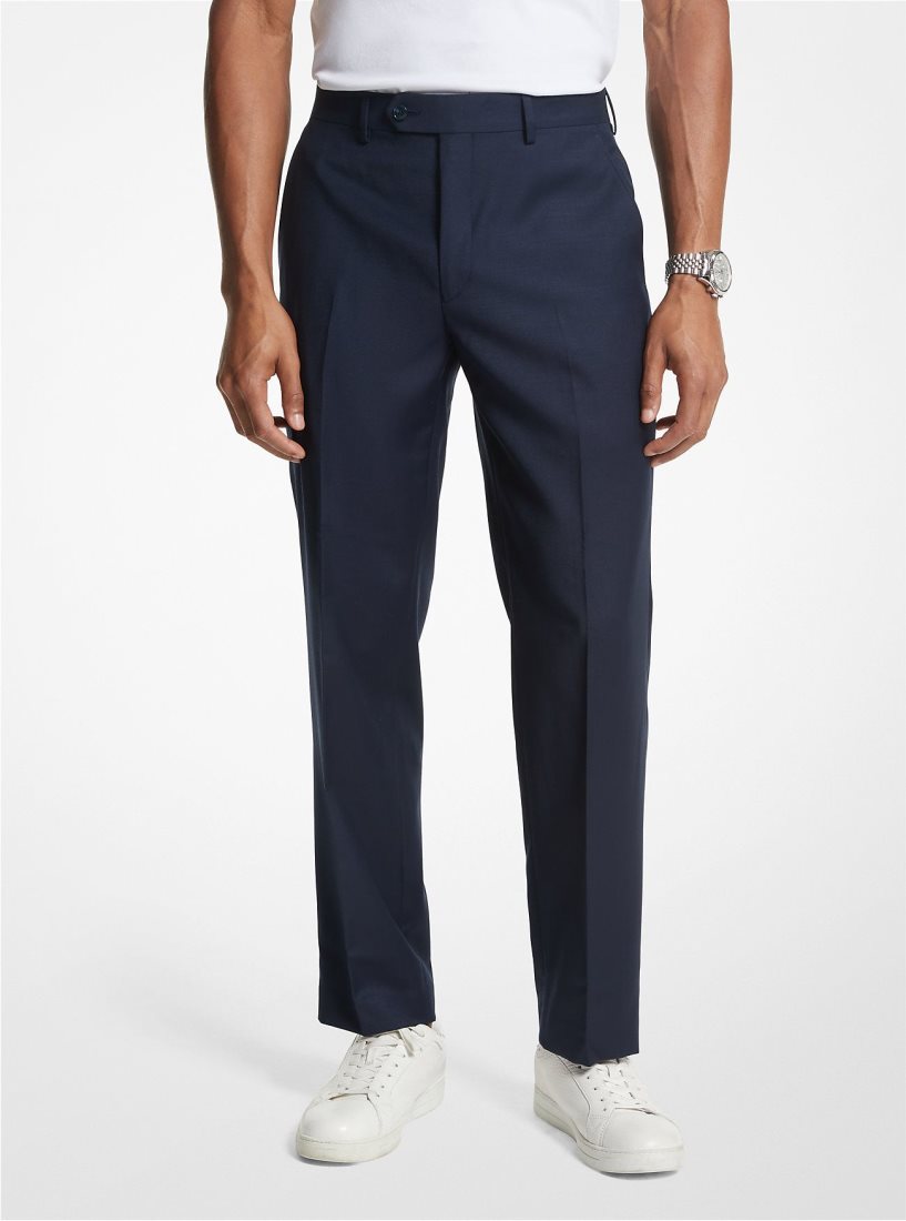 Pantalon Michael Kors Modern-Fit Wool Blend Suit Pants Homme Bleu Marine | 7450HNFDG