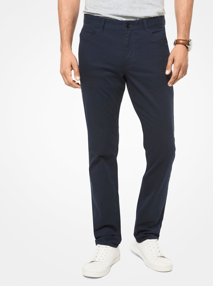 Pantalon Michael Kors Parker Slim-Fit Stretch-Twill Pants Homme Midnight | 0194AFNHR