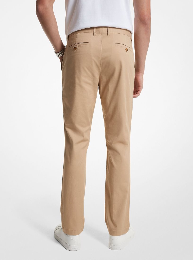 Pantalon Michael Kors Slim-Fit Cotton Blend Chino Pants Homme Kaki | 3795EANWD