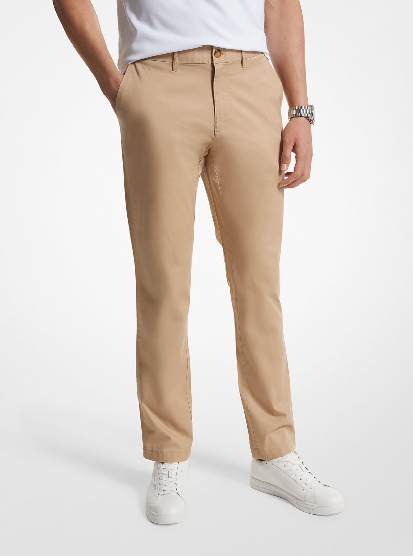 Pantalon Michael Kors Slim-Fit Cotton Blend Chino Pants Homme Kaki | 3795EANWD