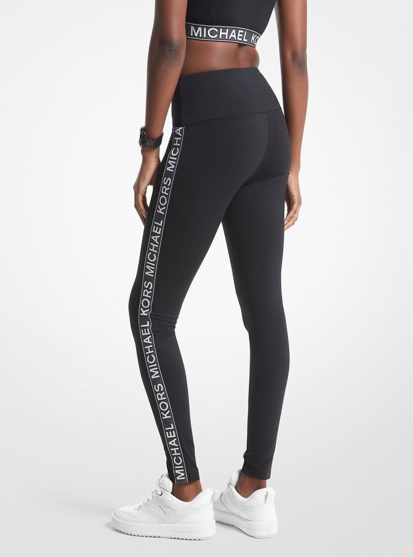 Pantalon Michael Kors Stretch Nylon Logo Tape Leggings Femme Noir | 2190LOKAR
