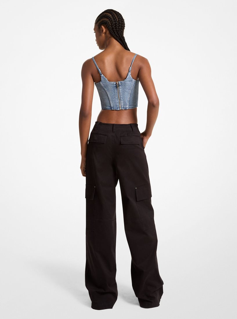 Pantalon Michael Kors Stretch Organic Cotton Wide-Leg Cargo Pants Femme Noir | 8457HCRUP