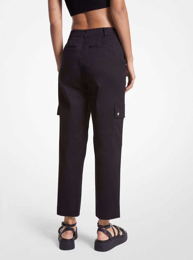 Pantalon Michael Kors Stretch Organic Cotton Cargo Pants Femme Noir | 0478SAMIZ