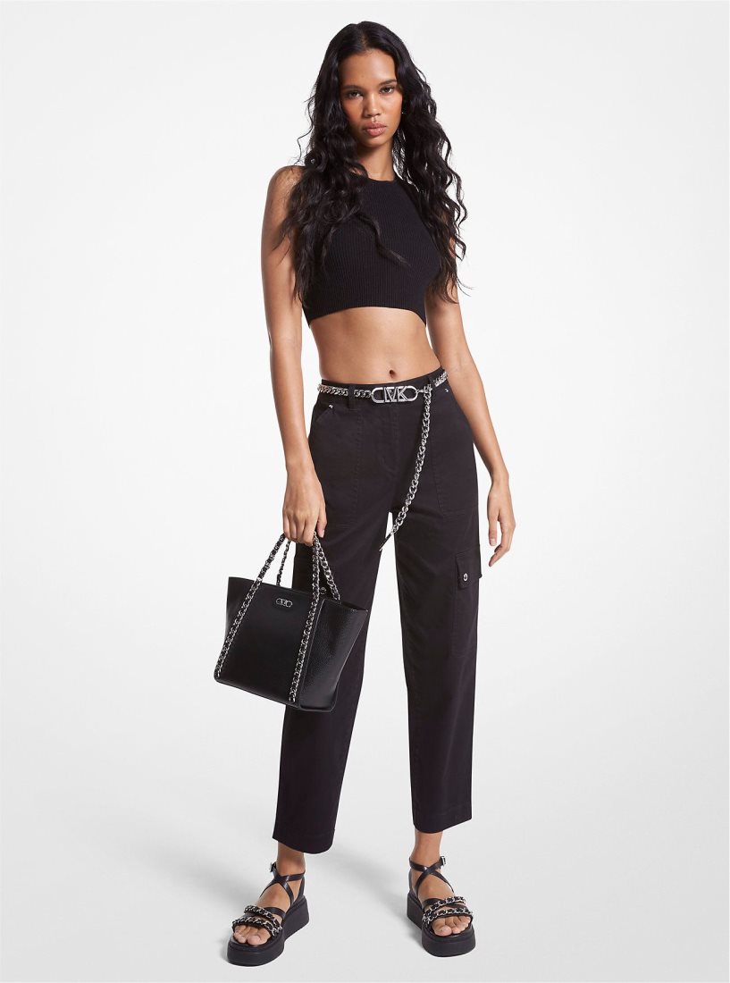 Pantalon Michael Kors Stretch Organic Cotton Cargo Pants Femme Noir | 0478SAMIZ
