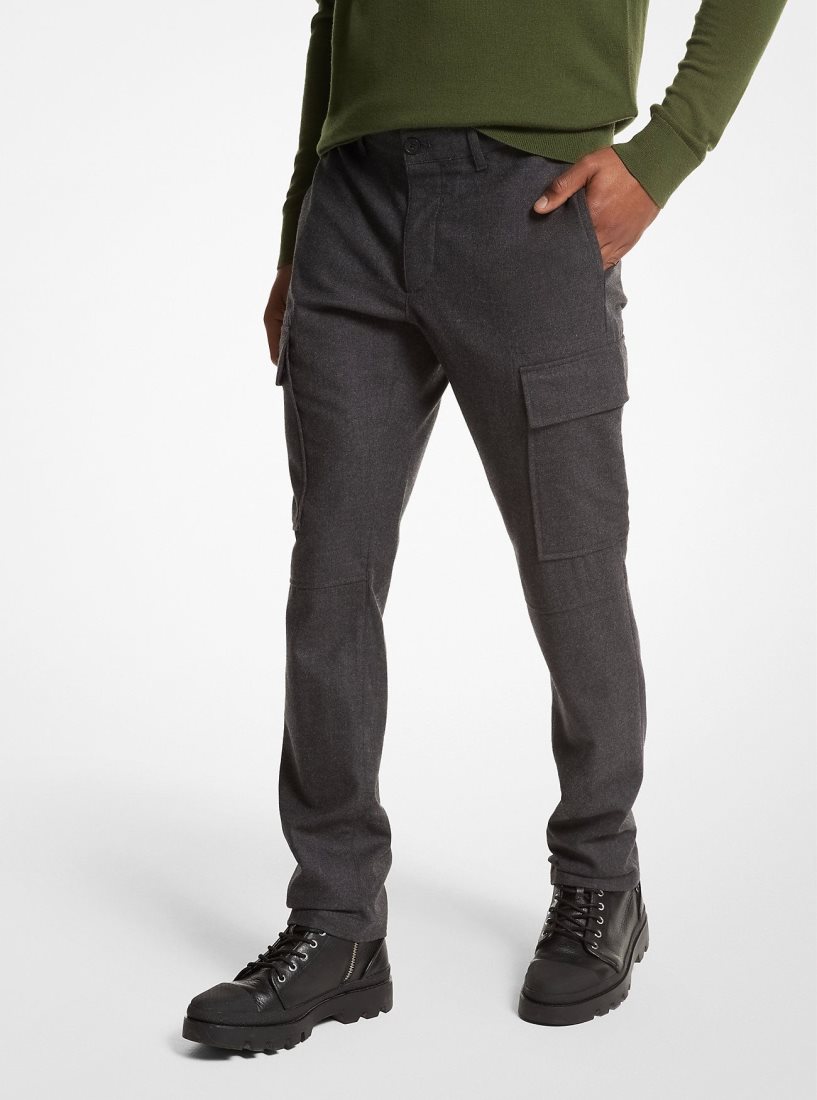 Pantalon Michael Kors Stretch Wool Flannel Cargo Pants Homme Grise | 4672NTHGJ