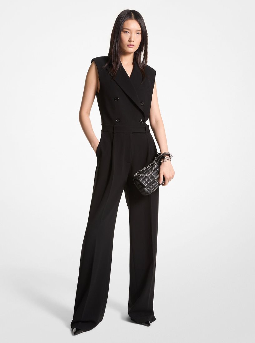 Peignoir Michael Kors Crepe Double-Breasted Jumpsuit Femme Noir | 4790FBTRX