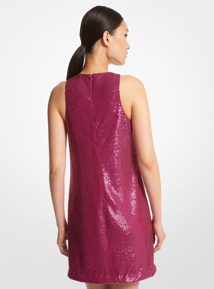 Peignoir Michael Kors Embellished Georgette Shift Dress Femme Fushia Foncé | 8736AKTUX