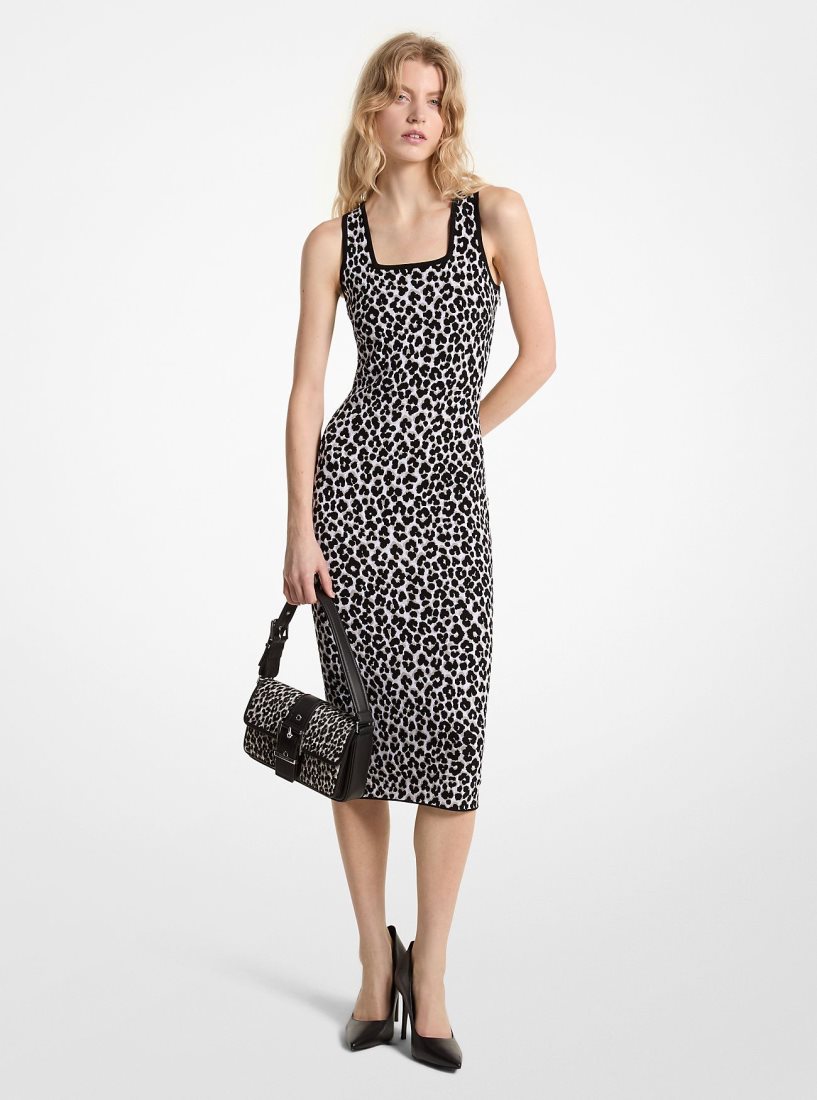 Peignoir Michael Kors Leopard Jacquard Knit Dress Femme Grise | 7593TUMPG