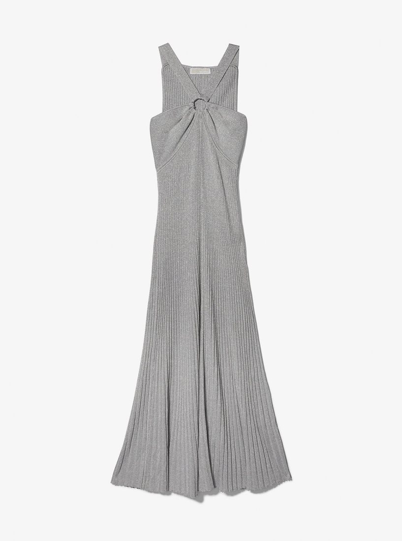 Peignoir Michael Kors Metallic Knit Ring Halter Dress Femme Argent | 8546AGXDC