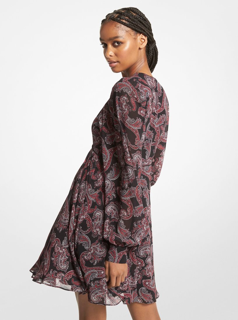Peignoir Michael Kors Paisley Georgette Dress Femme Royalpink | 4607DOPFS