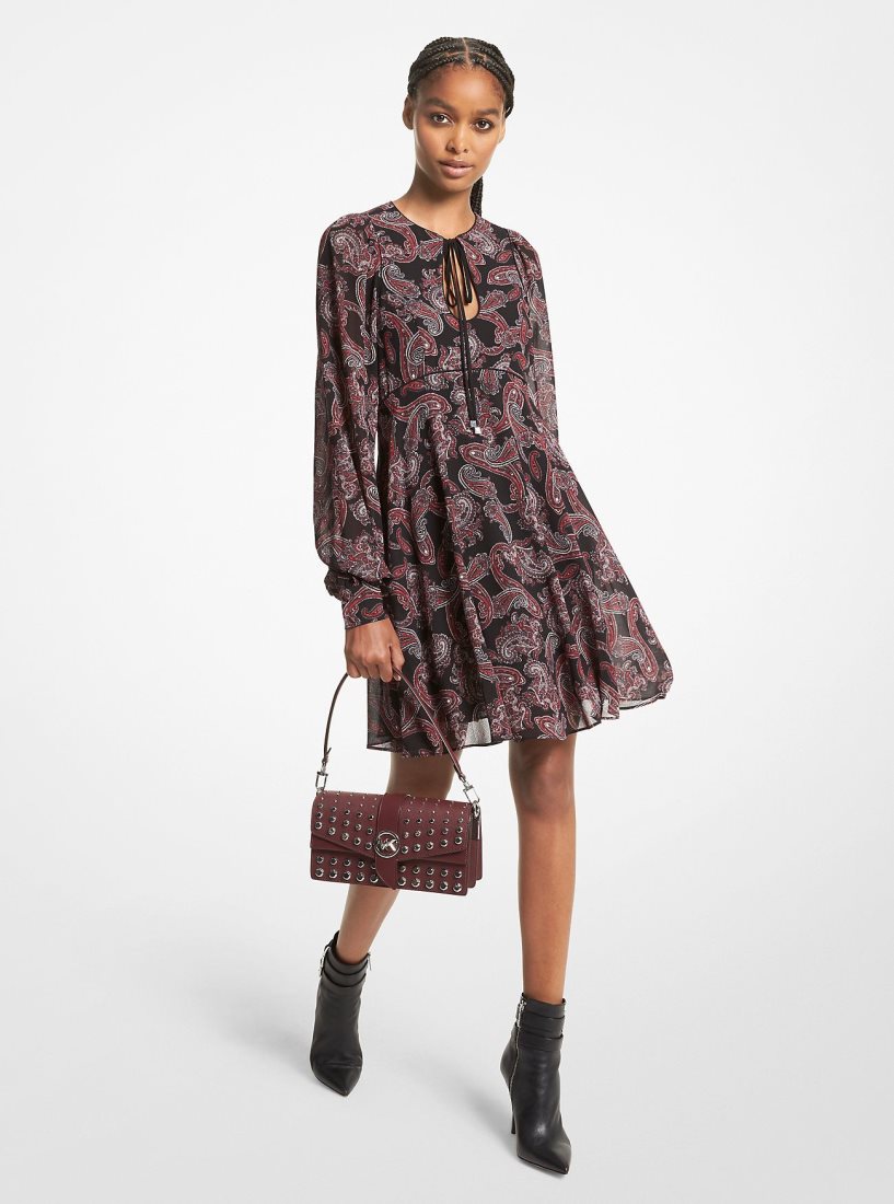 Peignoir Michael Kors Paisley Georgette Dress Femme Royalpink | 4607DOPFS