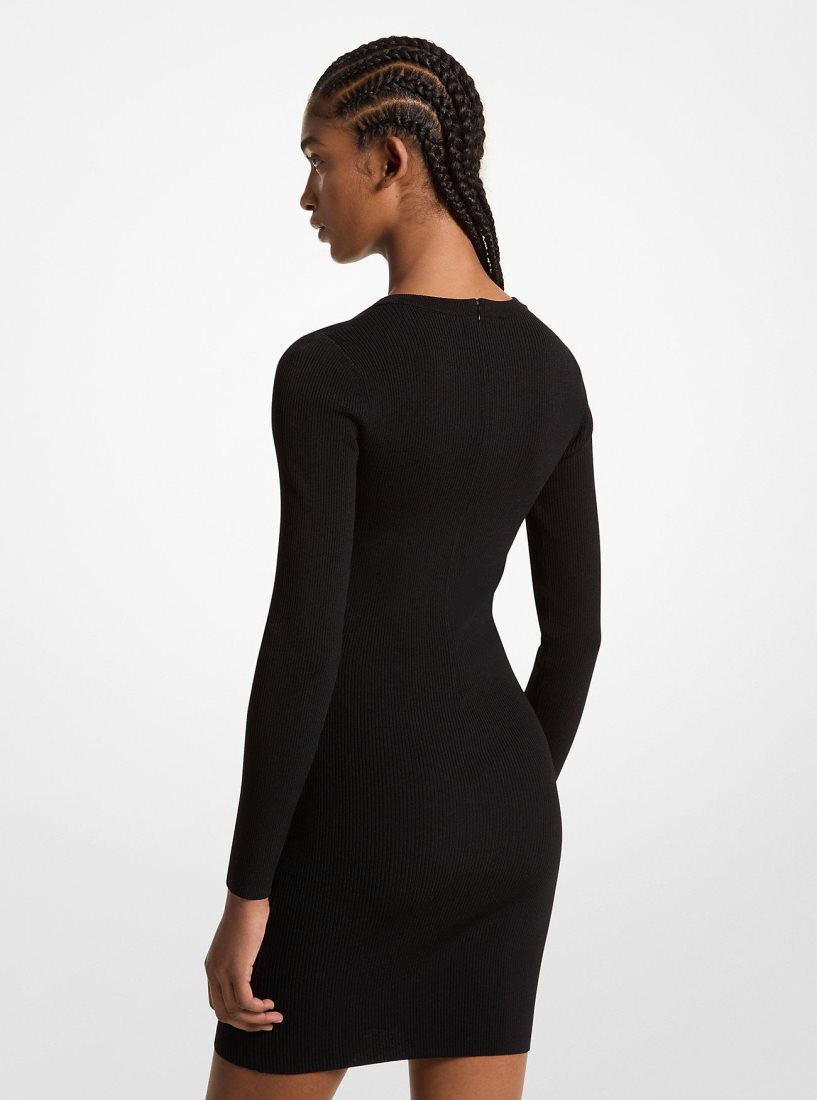 Peignoir Michael Kors Ribbed Stretch Knit Lace-Up Dress Femme Noir | 6593ONLAJ