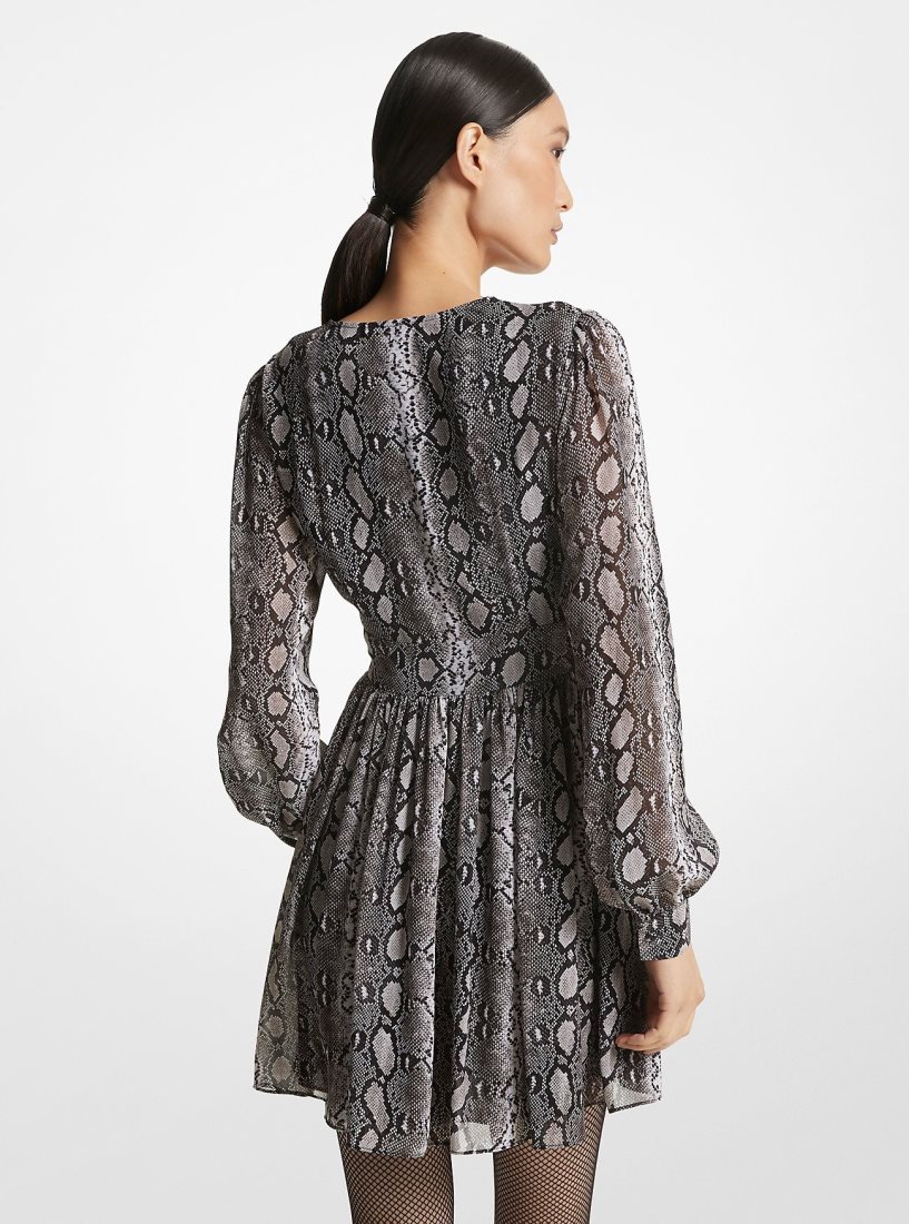 Peignoir Michael Kors Snake Print Georgette V-Neck Dress Femme Noir | 9160JCOYK