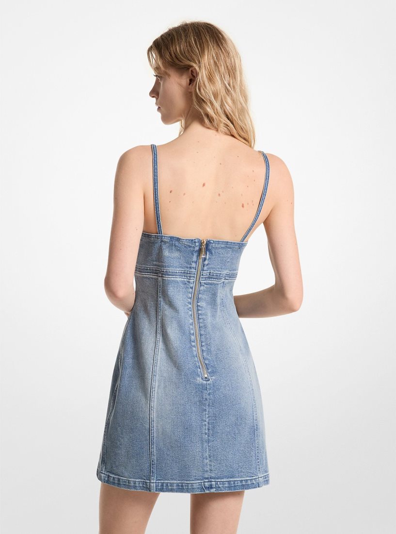 Peignoir Michael Kors Stretch Denim Mini Dress Femme Bleu Lavage | 4265EXLQO