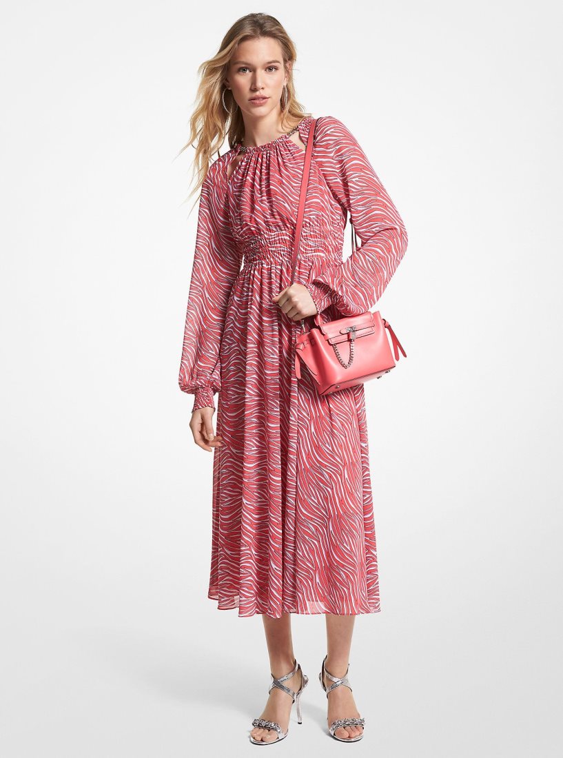 Peignoir Michael Kors Zebra Print Georgette Midi Dress Femme Rose | 9286BPEVO