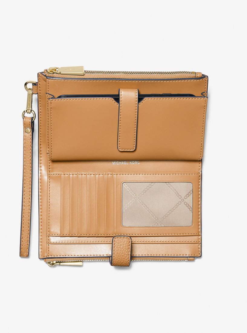 Pochettes Michael Kors Adele Leather Smartphone Wallet Femme Pale Peanut | 0317YIDHP