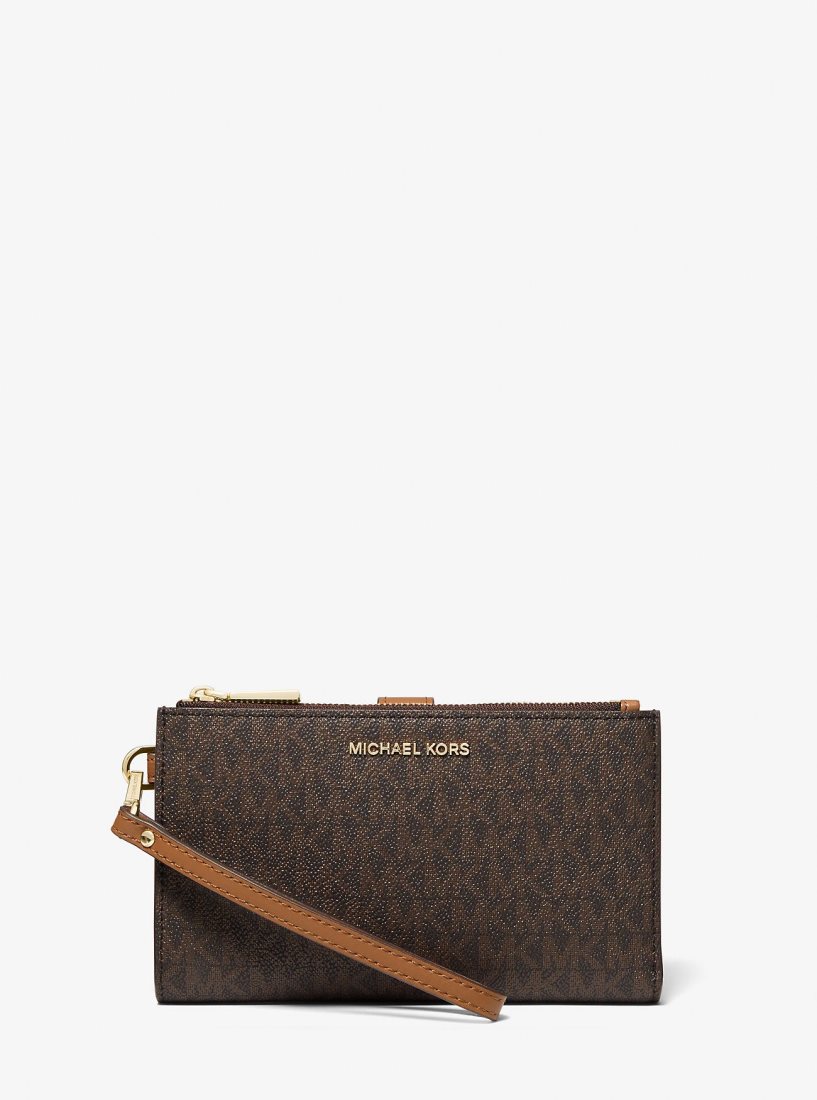 Pochettes Michael Kors Adele Logo Smartphone Wallet Femme Marron | 1469KMEJL