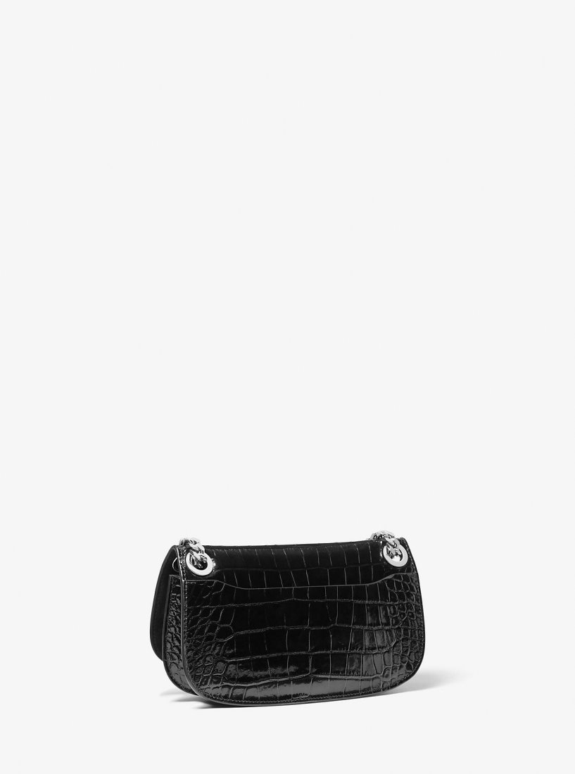 Pochettes Michael Kors Christie Crocodile Embossed Leather Envelope Bag Femme Noir | 0825IWMYX