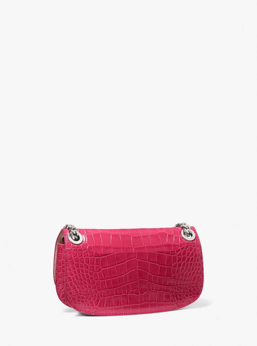 Pochettes Michael Kors Christie Mini Crocodile Embossed Leather Envelope Bag Femme Fuschia | 5102VSQJB