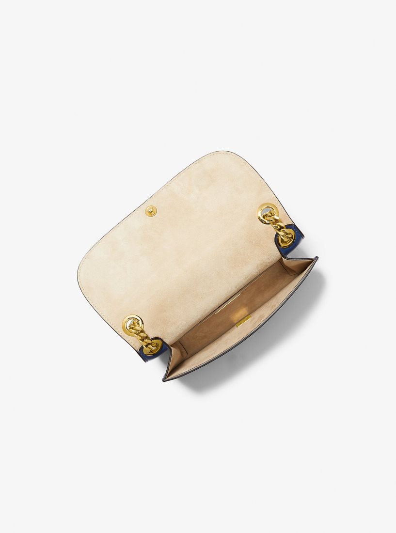 Pochettes Michael Kors Christie Mini Leather Envelope Bag Femme Bleu Marine | 0851GAQHK