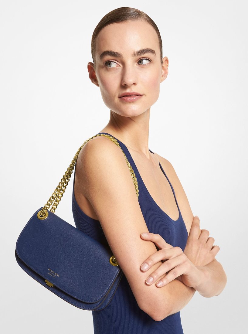 Pochettes Michael Kors Christie Mini Leather Envelope Bag Femme Bleu Marine | 0851GAQHK