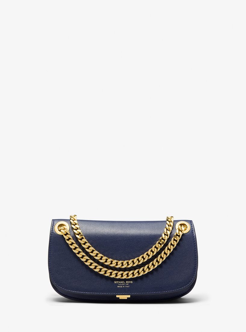 Pochettes Michael Kors Christie Mini Leather Envelope Bag Femme Bleu Marine | 0851GAQHK