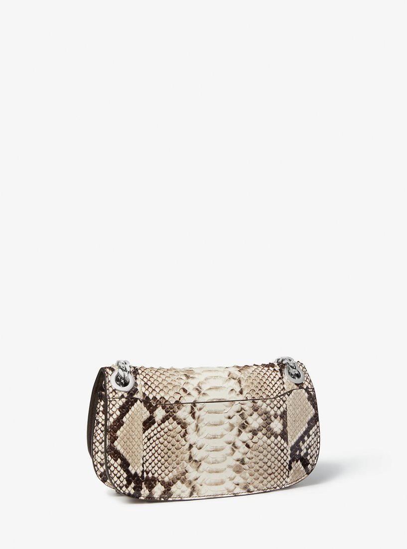 Pochettes Michael Kors Christie Mini Python Embossed Leather Envelope Bag Femme Beige | 0941DAJPN
