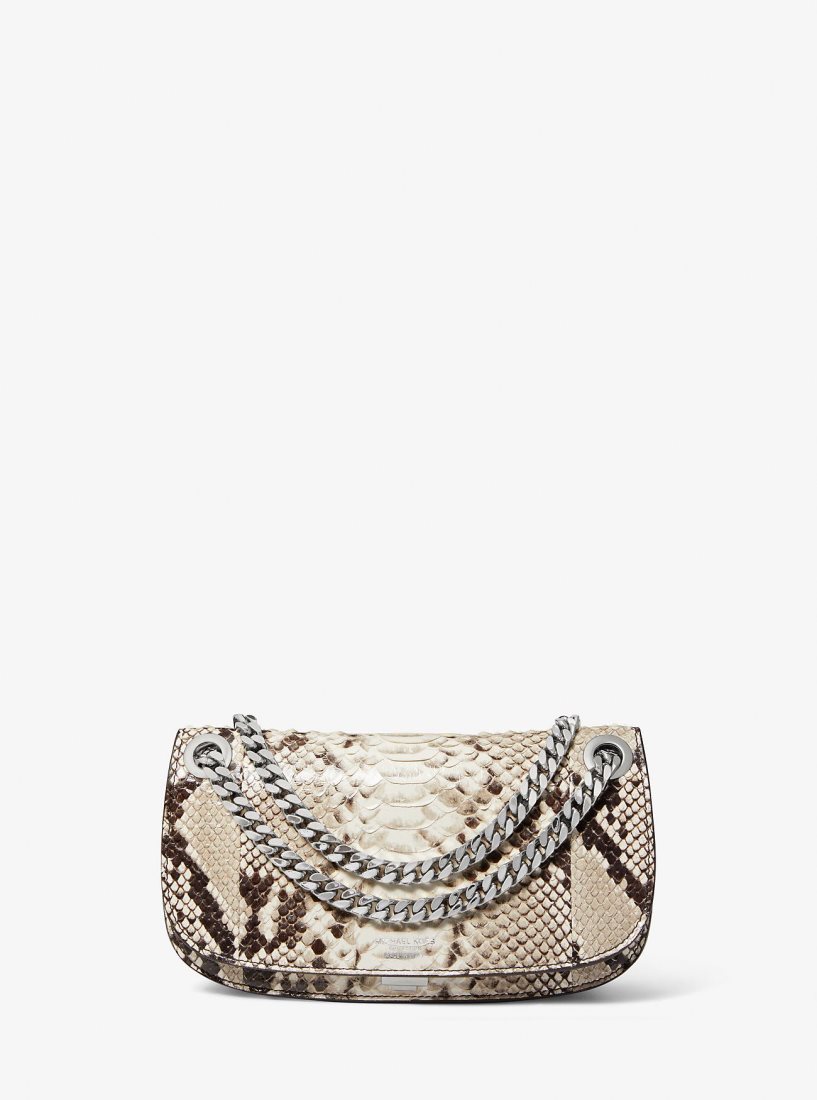 Pochettes Michael Kors Christie Mini Python Embossed Leather Envelope Bag Femme Beige | 0941DAJPN