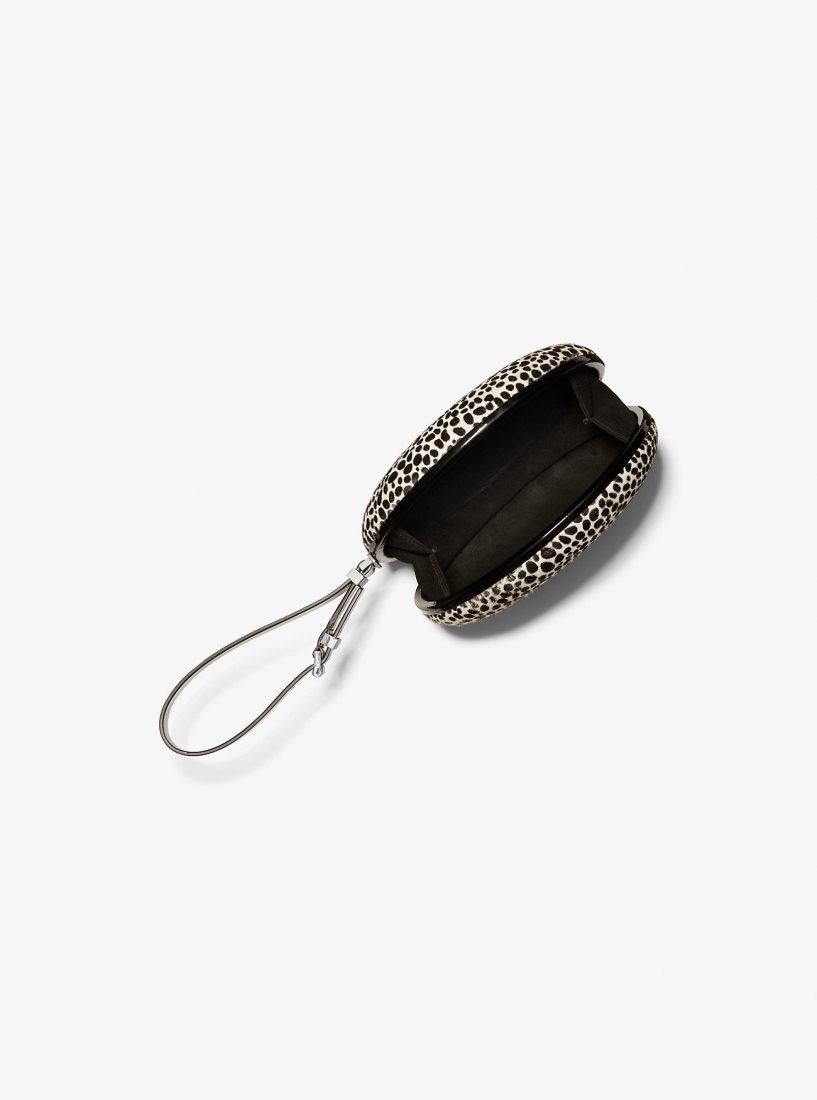 Pochettes Michael Kors Gramercy Printed Calf Hair Minaudiere Femme Blanche | 5608PDWJG