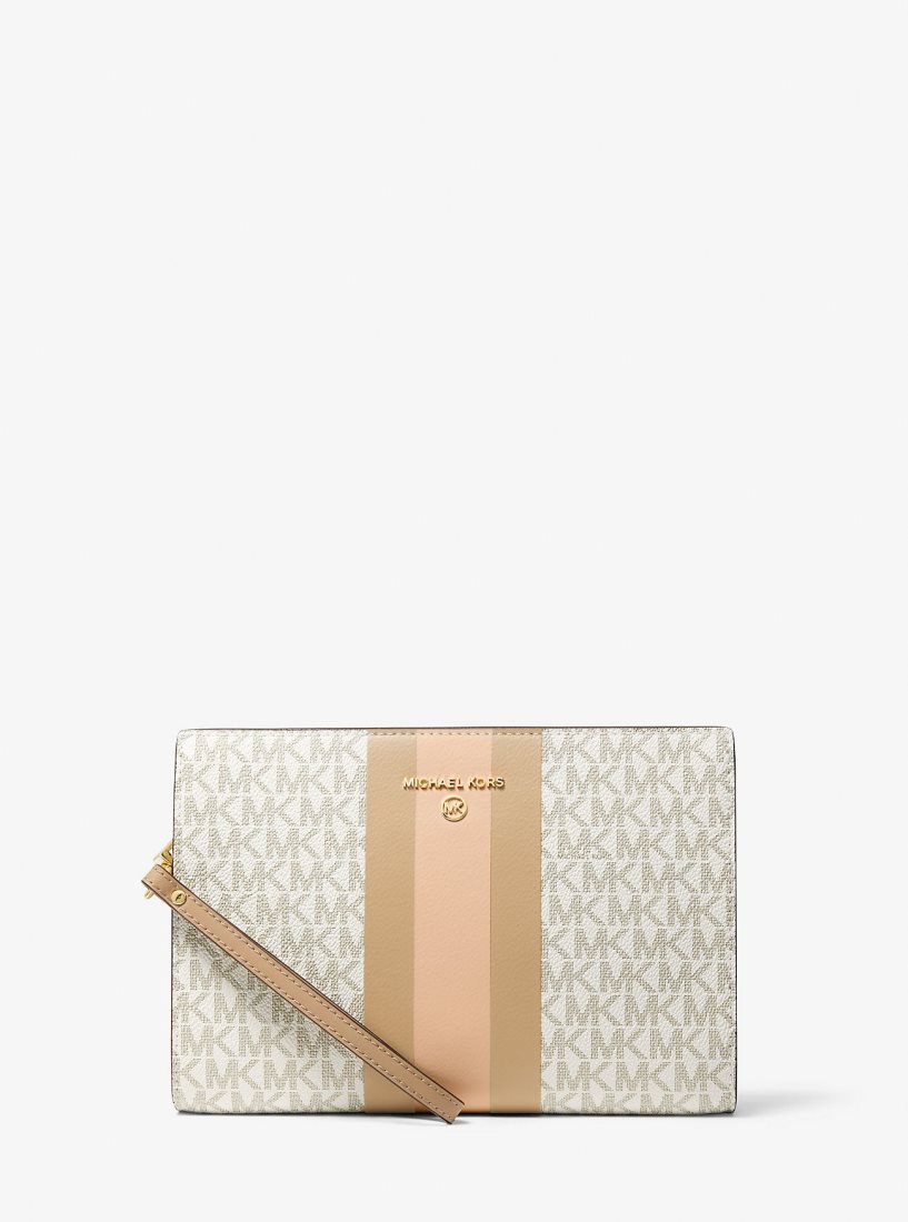 Pochettes Michael Kors Medium Logo Stripe Zip Pouch Femme Multicolore | 2918HIWBZ