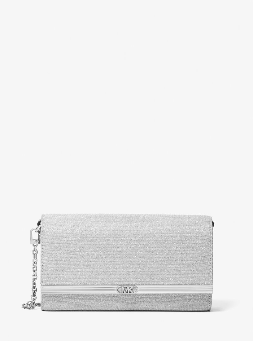 Pochettes Michael Kors Mona Large Glitter Chain Mesh Clutch Femme Argent | 2974HFTLP